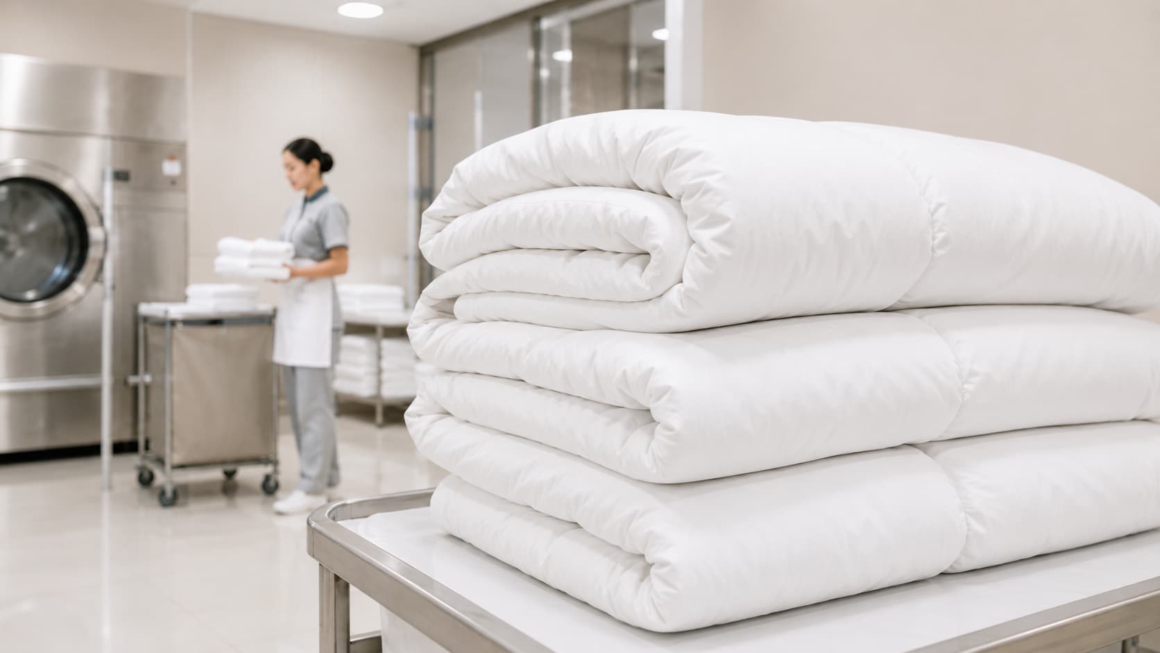 Higienização de edredons para hotéis com padrão profissional